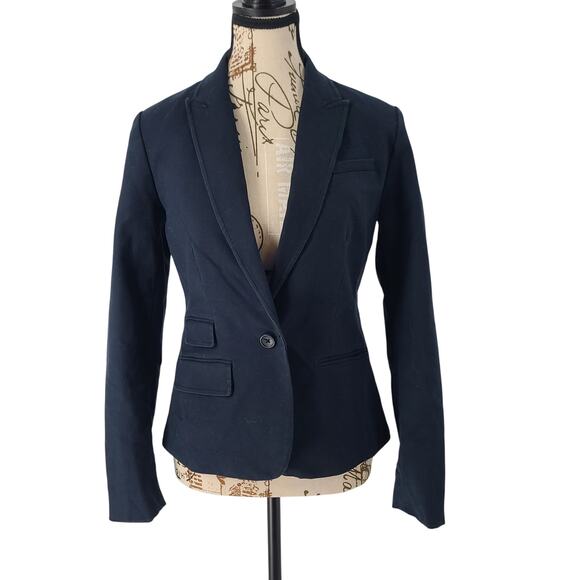 Banana Republic Preppy single button ladies blazer navy blue Size 2 Academia - Picture 1 of 8